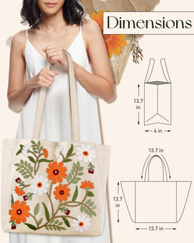Miss Adola Embroidery Tote showing extended-shoulder-strap for comfortable all-day wear.