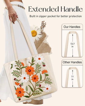 Miss Adola Embroidery Tote with magnetic-buckle closure for secure everyday use.