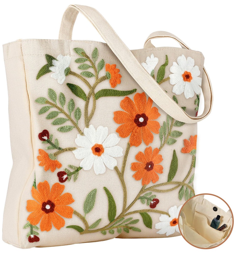 Miss Adola Embroidery Tote with spacious-capacity design for groceries and daily essentials.