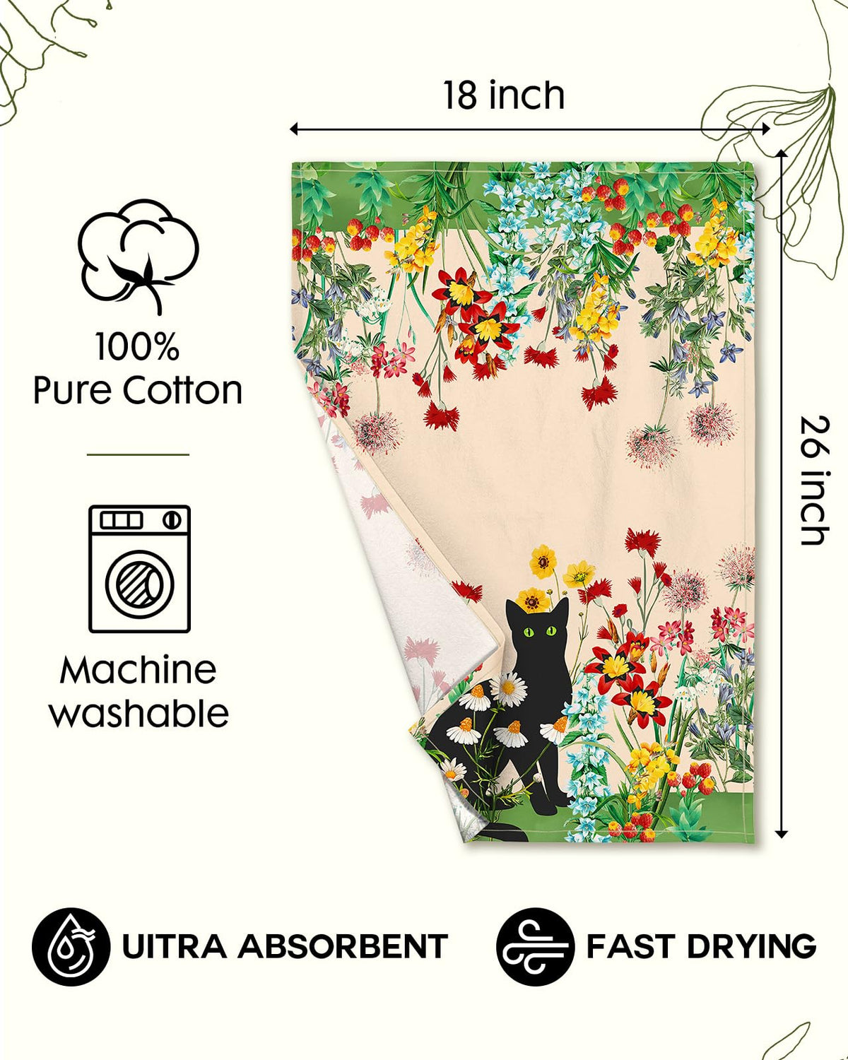 Miss Adola flour sack towel, 18x26 inches, ideal for drying dishes.