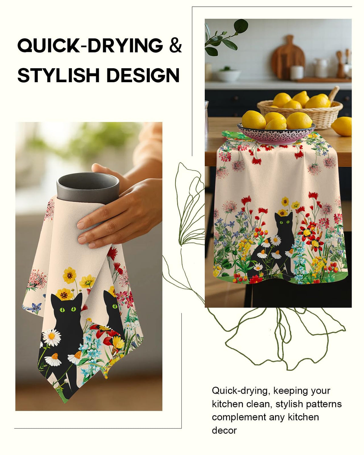 Miss Adola absorbent cotton towel for reusable, everyday kitchen use.