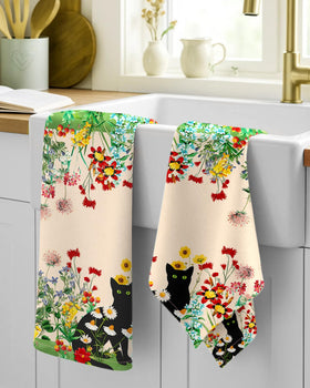 Miss Adola flour sack towel with a cat design for cozy kitchen ambiance.