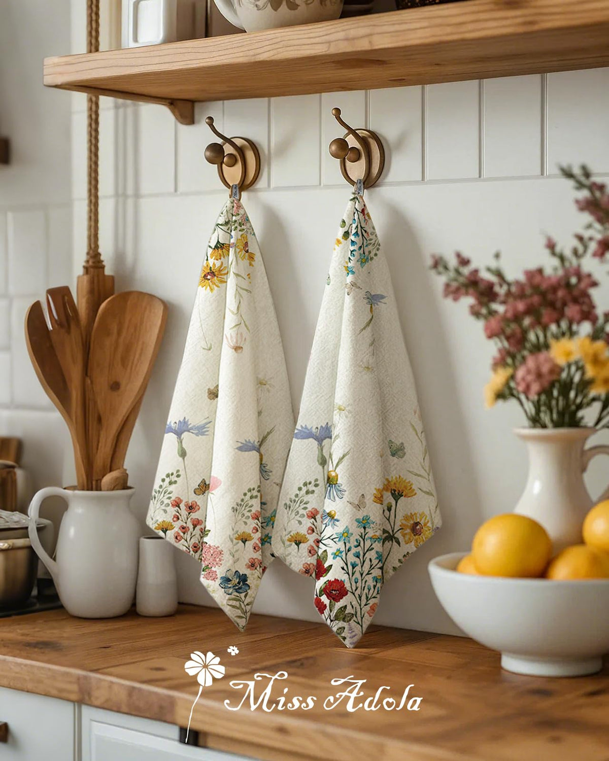Miss Adola flour sack towel cotton texture close-up shows natural absorbency.