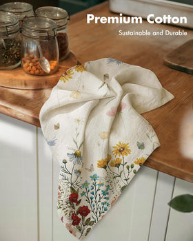 Miss Adola flour sack towel hanging loop provides easy, accessible storage.