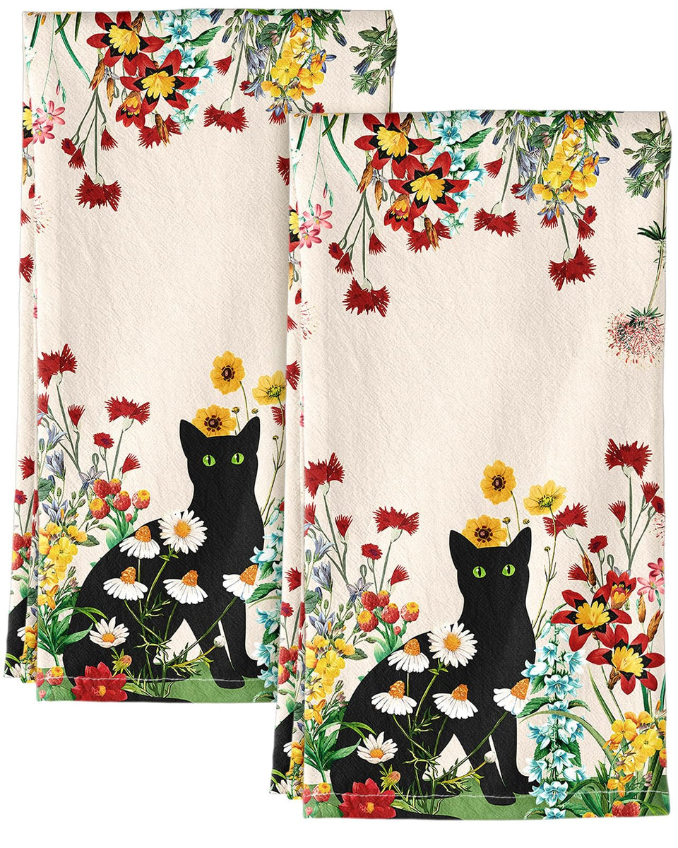 Miss Adola flour sack towel with spring flowers design for decorative use and quick drying.