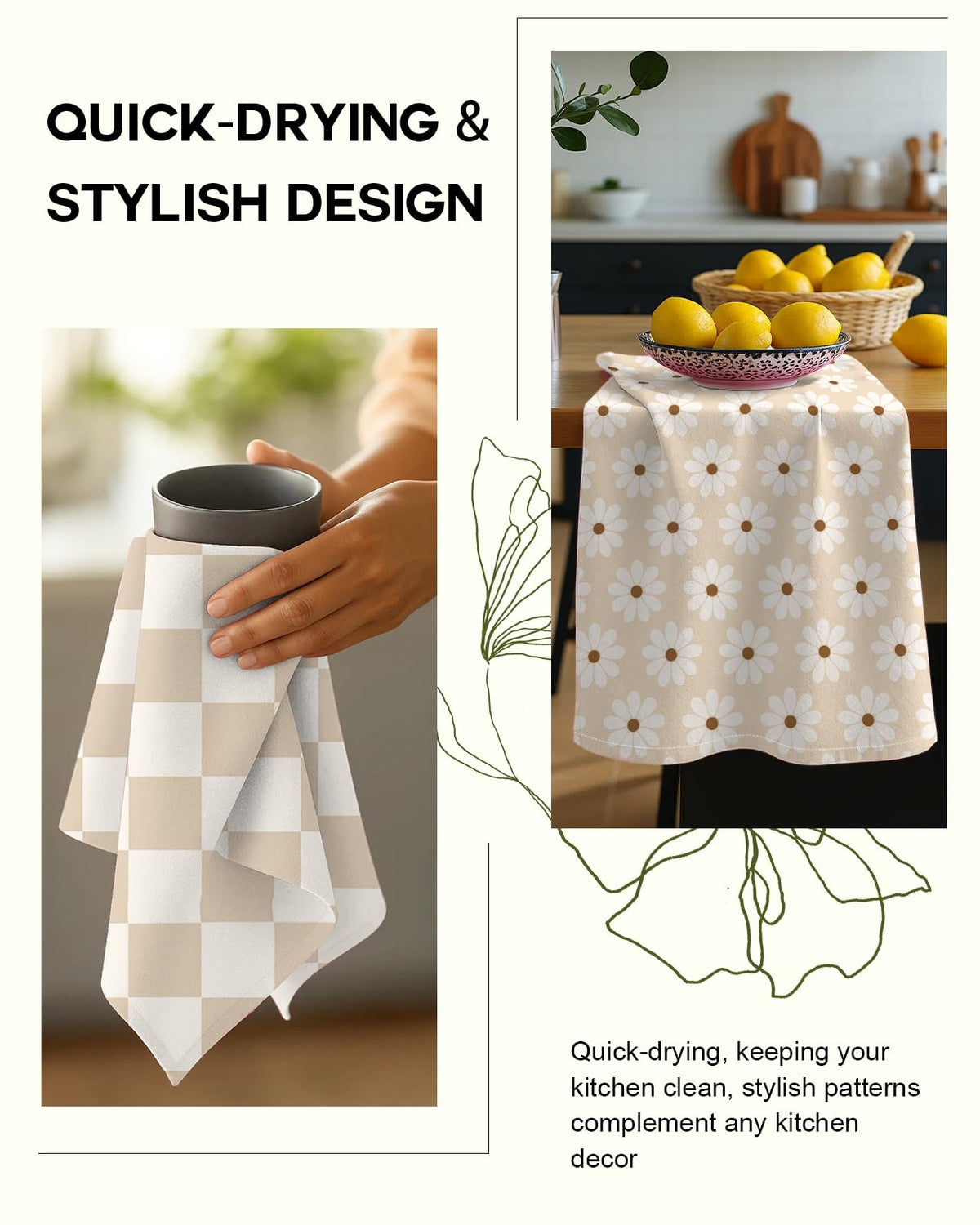 Miss Adola flour sack towel offers quick-dry, odor-resistant performance.