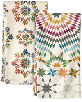 Miss Adola flour sack towels with geometric starburst pattern for stylish kitchen drying