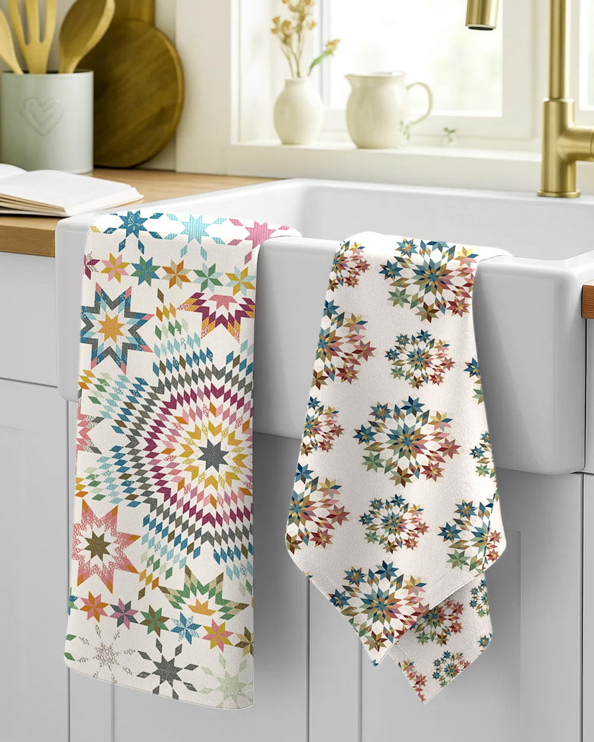 Miss Adola flour sack towels showing hanging loop design for easy reach