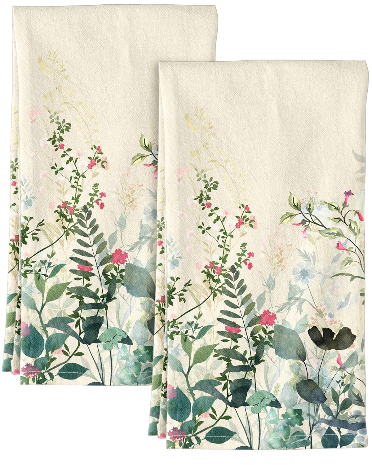 Miss Adola flour sack towels with ink flowers pattern for stylish spring kitchen tasks