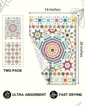 Miss Adola flour sack towels enhance boho kitchen decor with starburst motif