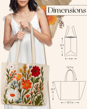 Miss Adola Flower Cluster Embroidery Tote with eye-catching floral motif for casual outings.