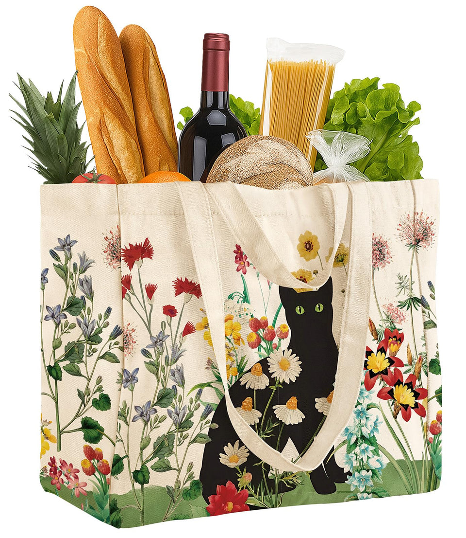 Miss Adola large canvas grocery tote showing spacious capacity for groceries and more