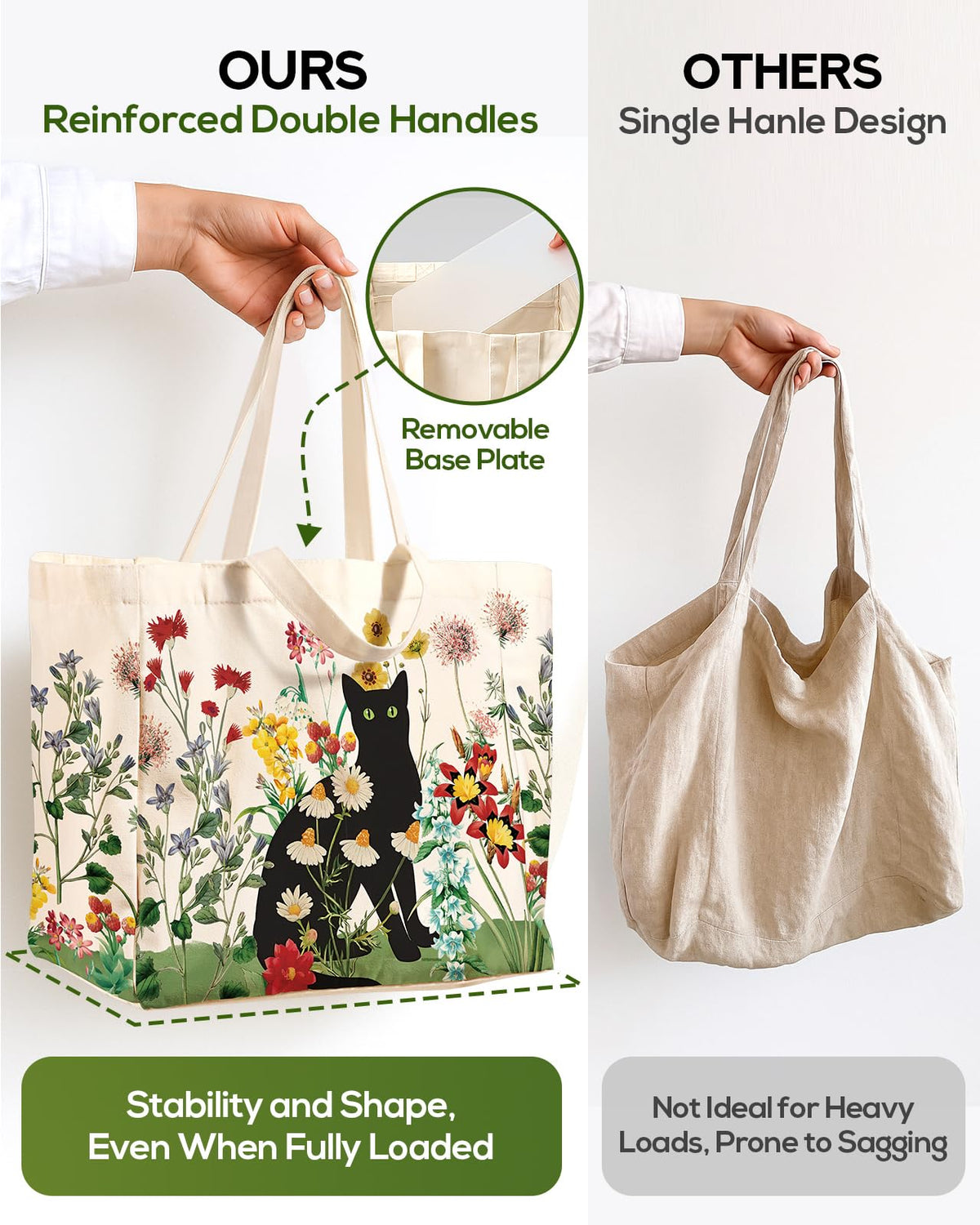 Miss Adola tote with removable bottom panel for flat stability