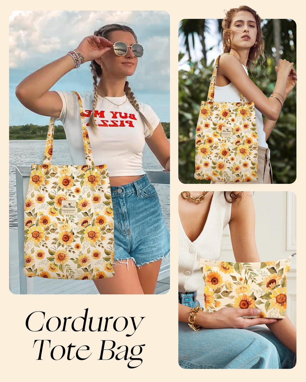Machine washable corduroy tote keeps shape after washing