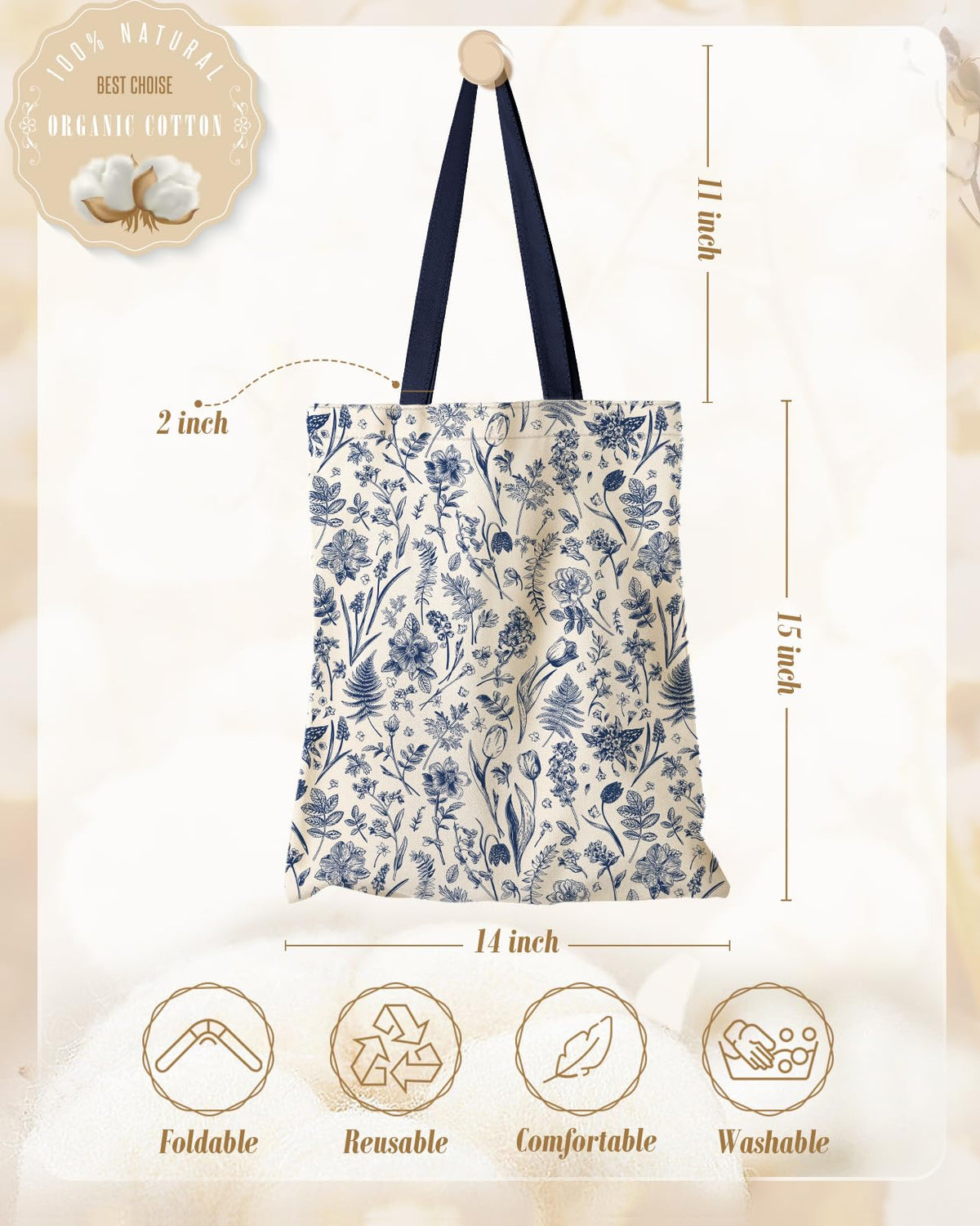 Miss Adola patterned tote ideal for shopping, travel, or library