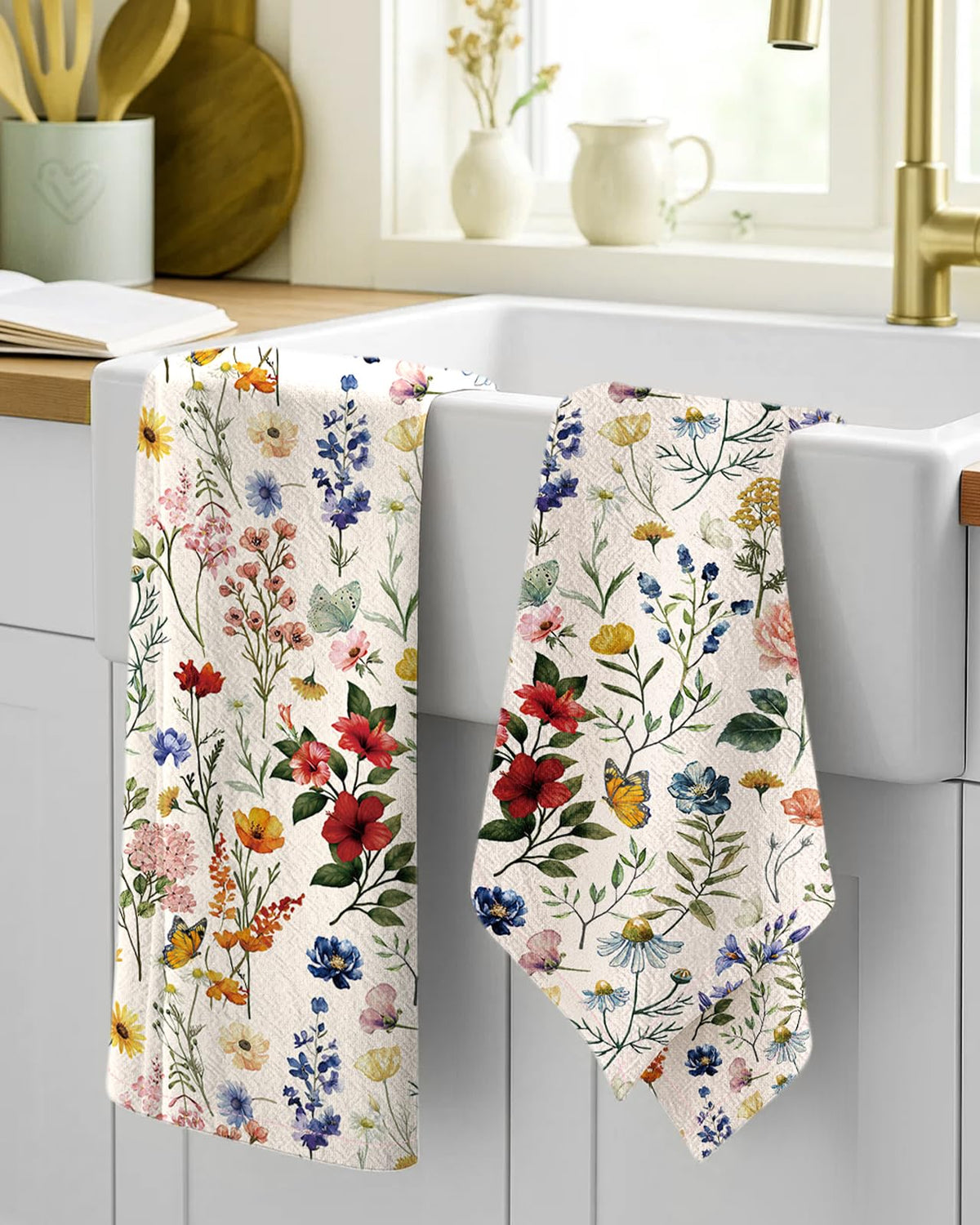 Miss Adola spring pattern towels showcase absorbent cotton for everyday cleaning