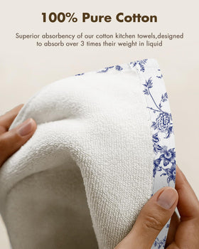 Miss Adola toile print kitchen towels provide rustic charm and practicality