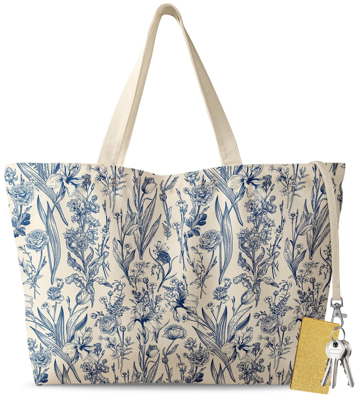Miss Adola tote bag with blue flowers – spacious daily carry.