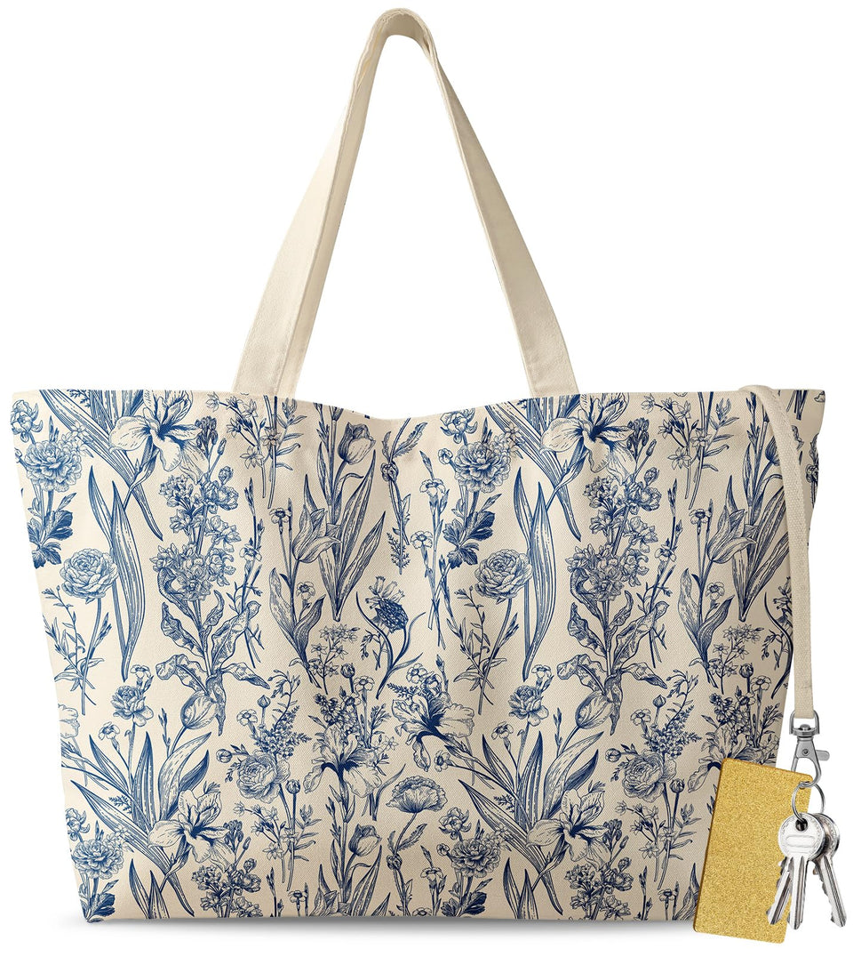 Miss Adola tote bag with blue flowers – spacious daily carry.