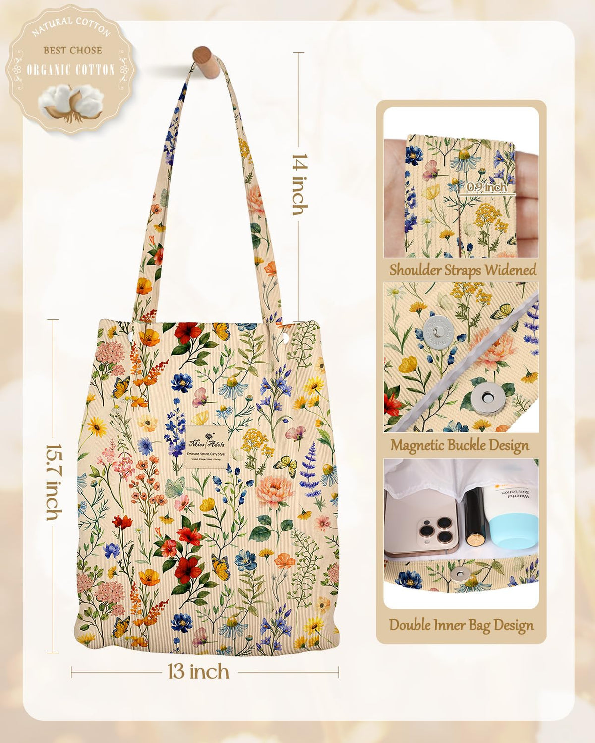 Miss Adola large-capacity tote suits groceries, gym gear, and travel must-haves.