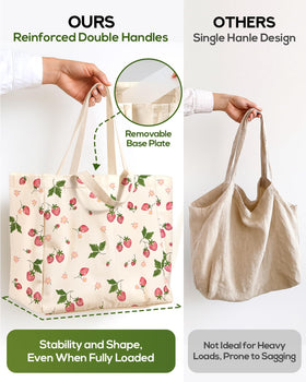 Miss Adola tote with removable bottom panel for flat stability.