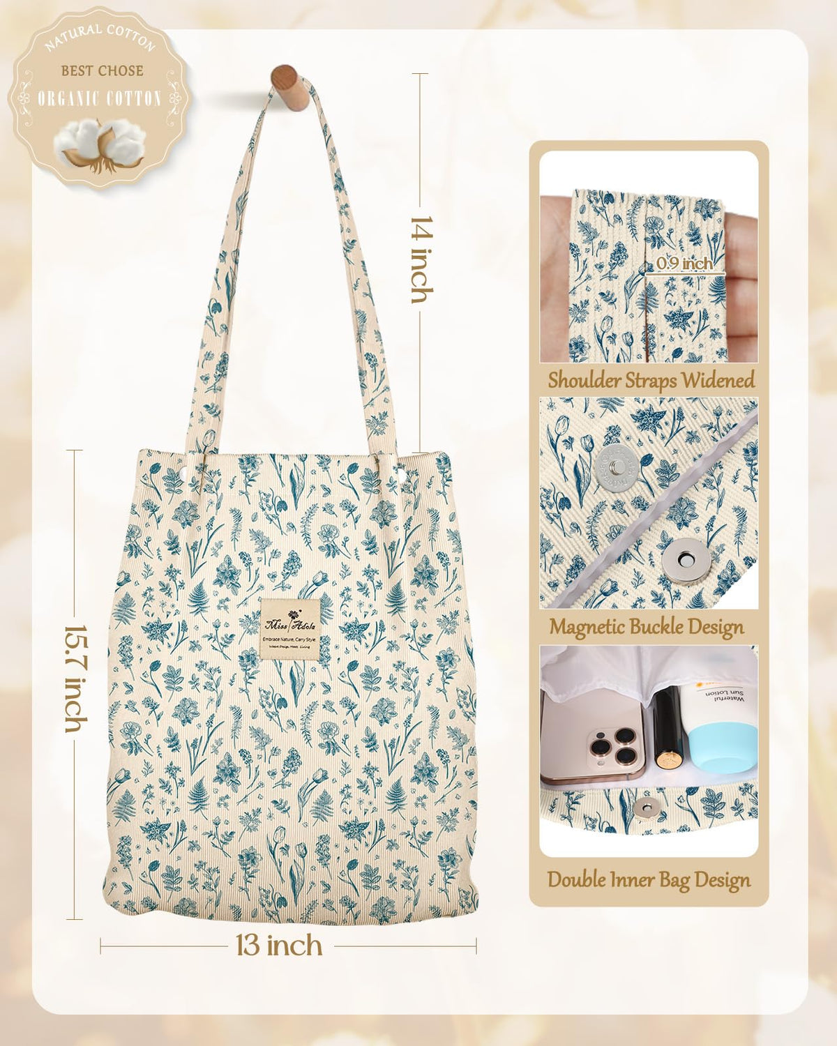 Miss Adola tote has structured pockets for easy organization