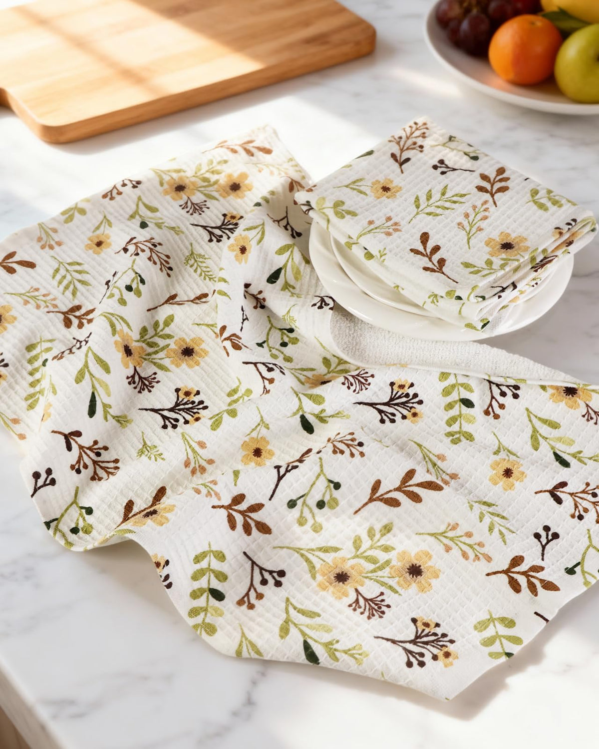Miss Adola waffle towel showing hanging loop for easy storage