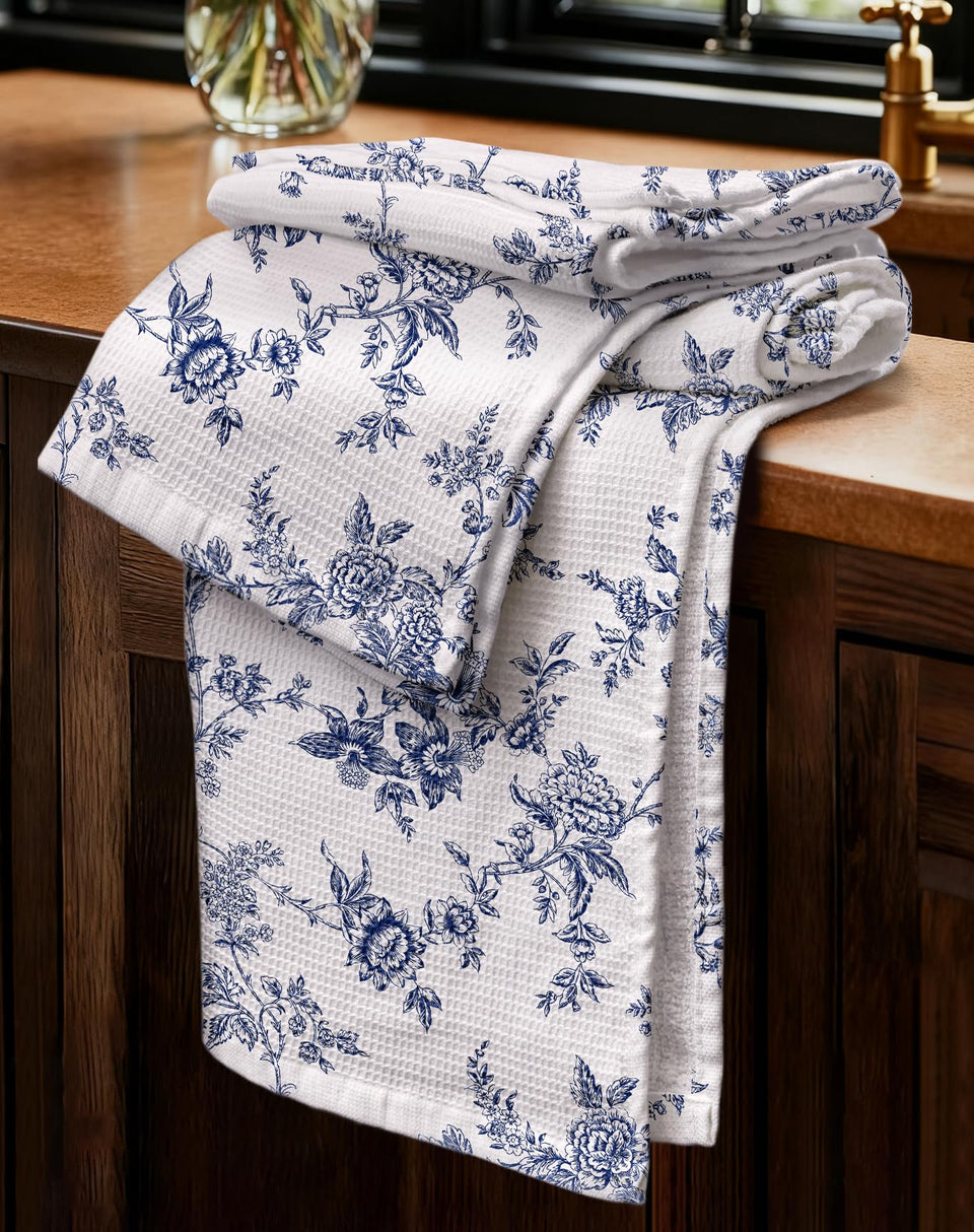 Miss Adola waffle towels 16x26 set with hanging loop for easy drying