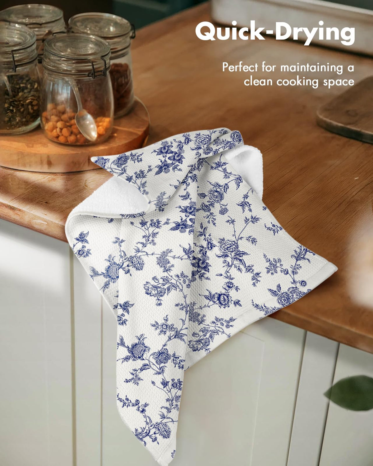 Miss Adola waffle towels with hanging loop for convenient storage