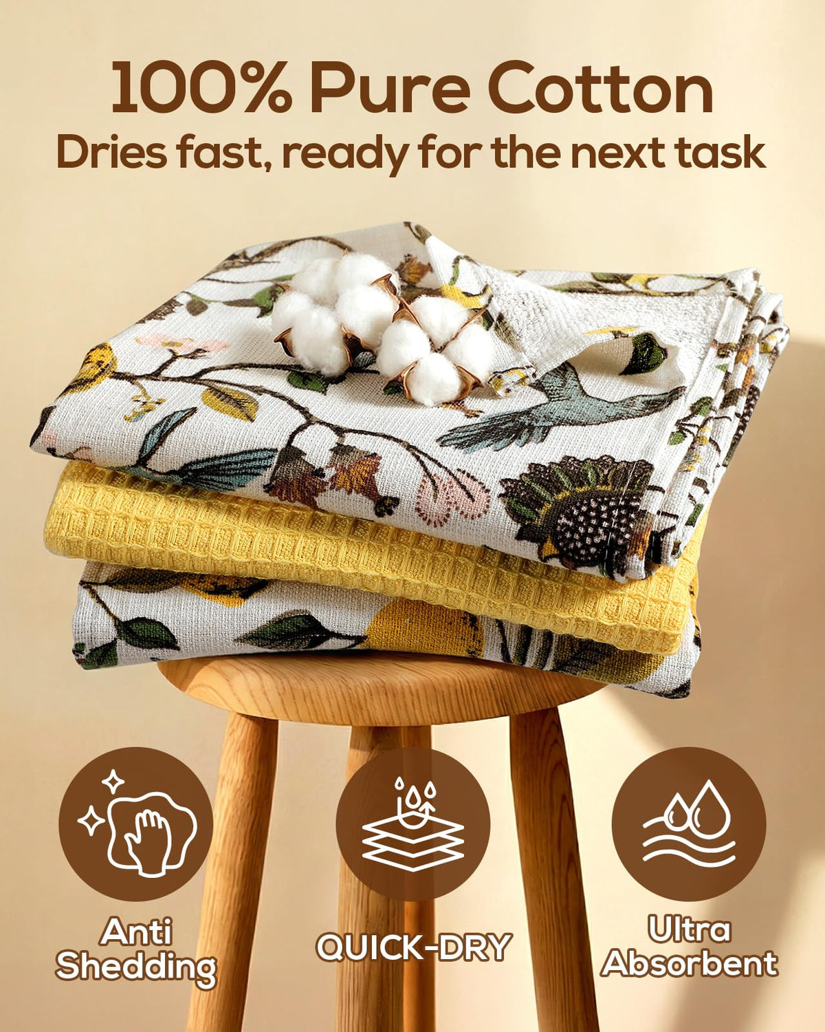 Miss Adola waffle-weave towel absorbs spills quickly for busy kitchens