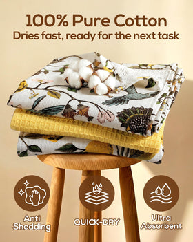 Miss Adola waffle-weave towel absorbs spills quickly for busy kitchens