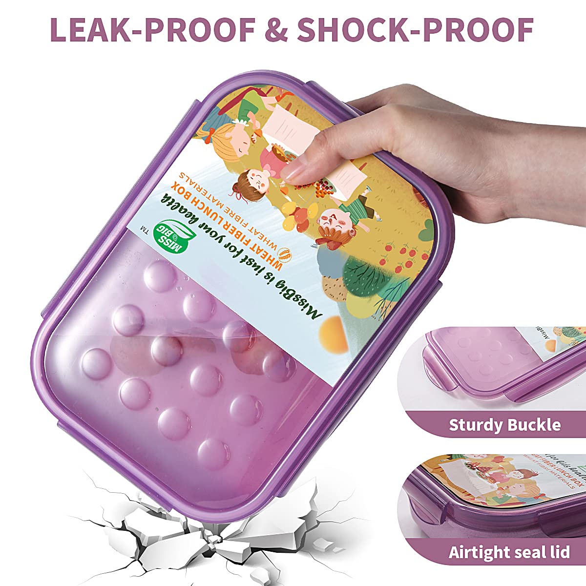 MISS BIG Bento Box four-latches ensure secure transport and easy access.