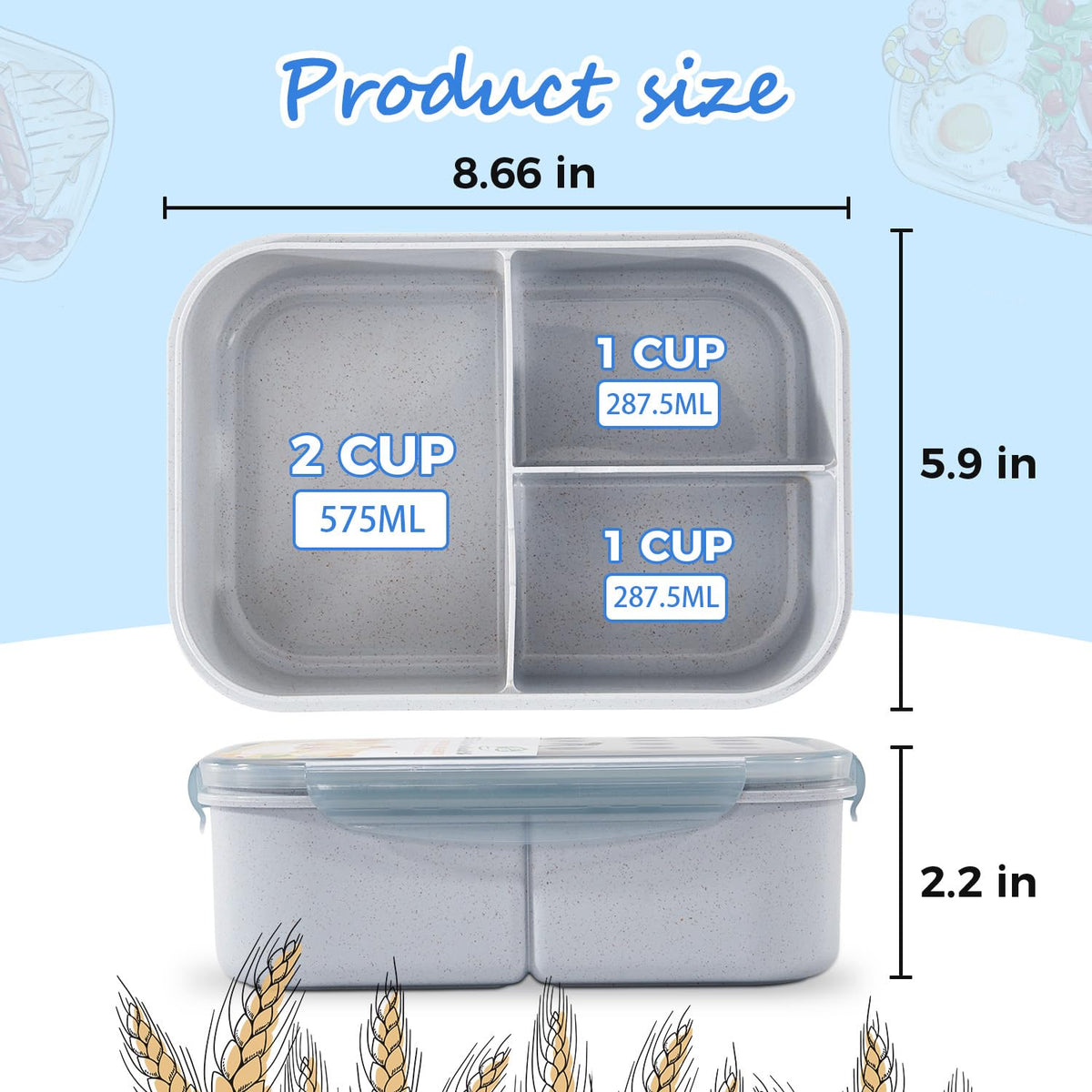 MISS BIG Bento Box available in kid and adult sizes for versatility.