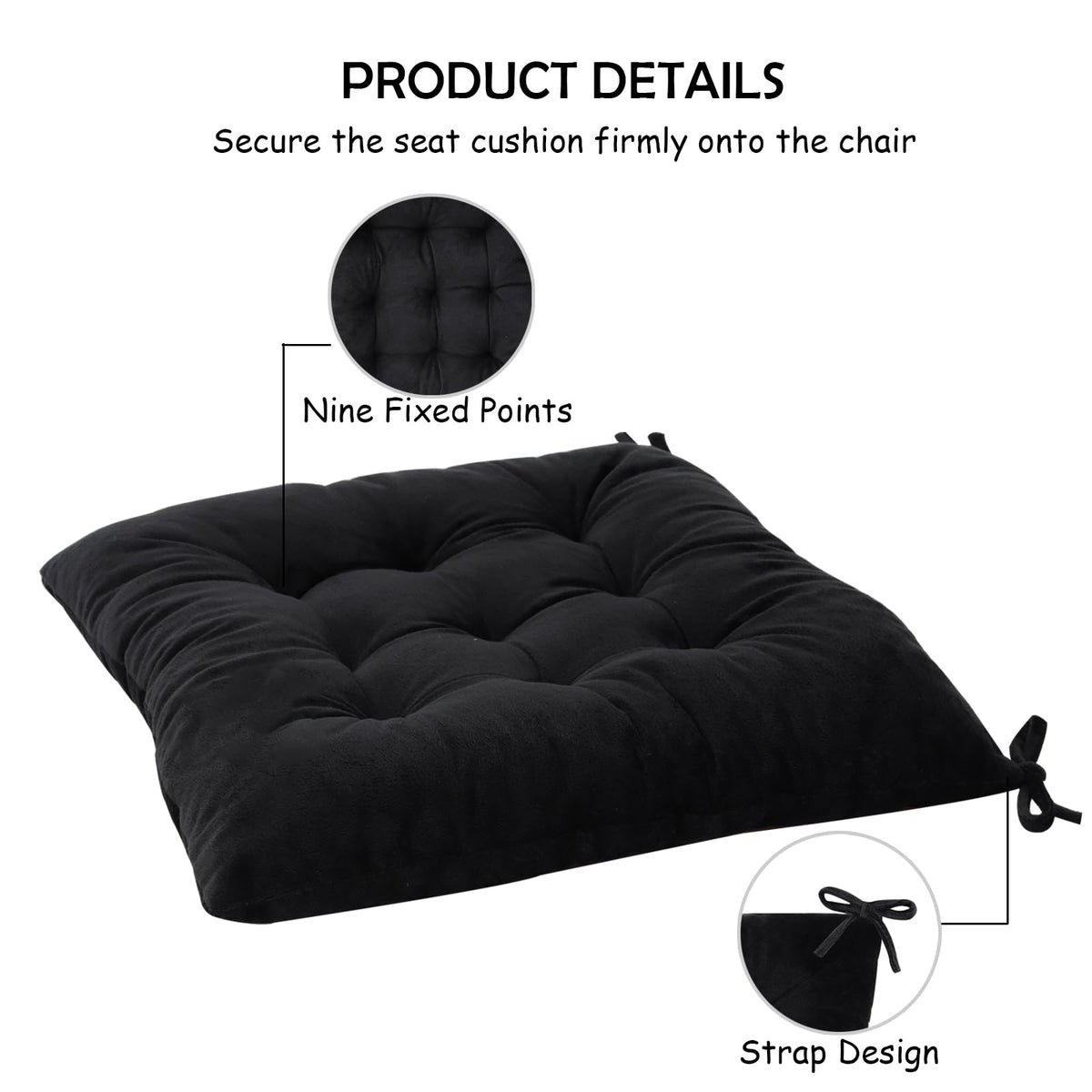 MissSoul 15.5x15.5 inch cushion fits kitchen, dining, and office chairs.