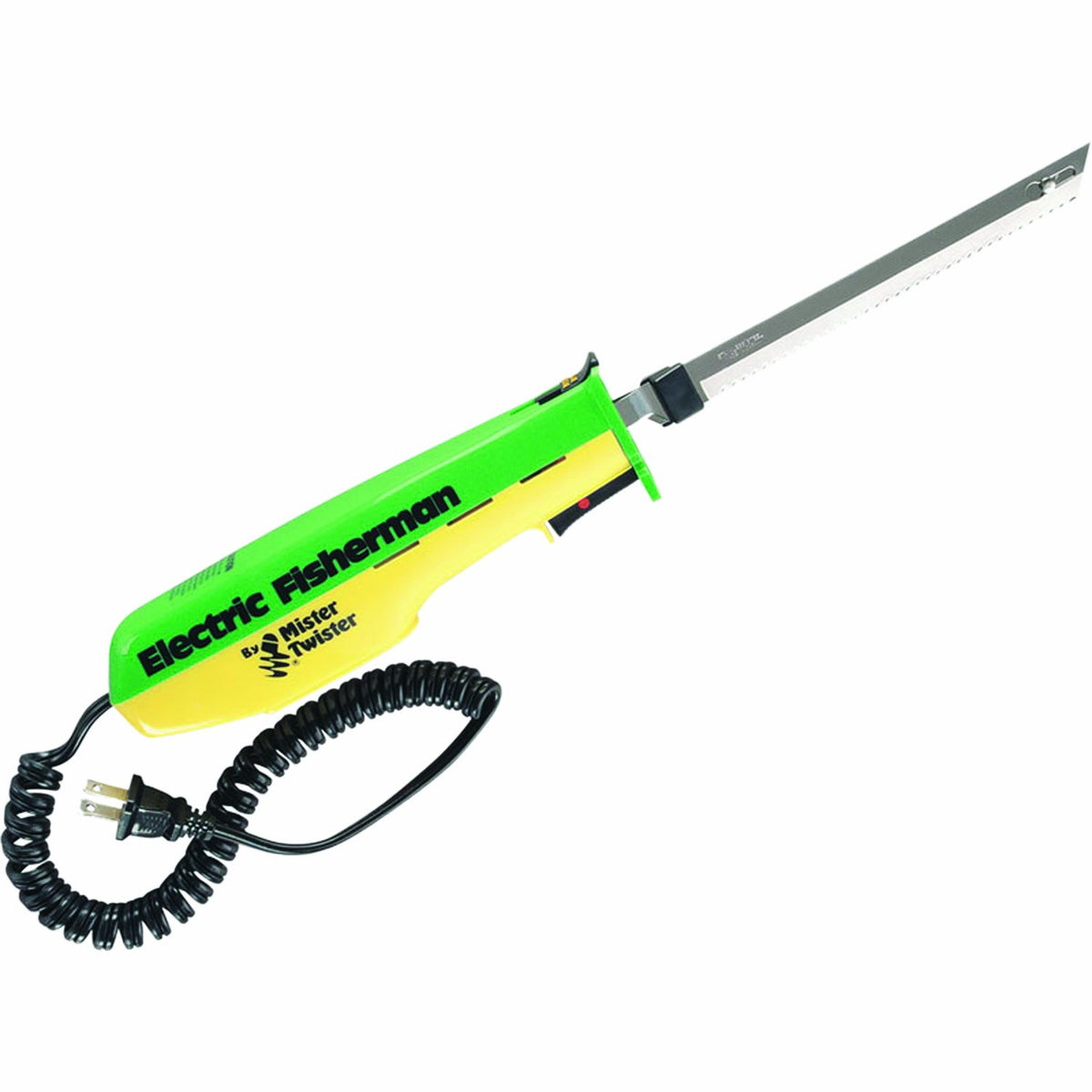 Mister Twister 120V electric knife in green and yellow for precise meat carving