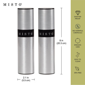 Misto BPA-free oil sprayer offers safe, chemical-free spray.