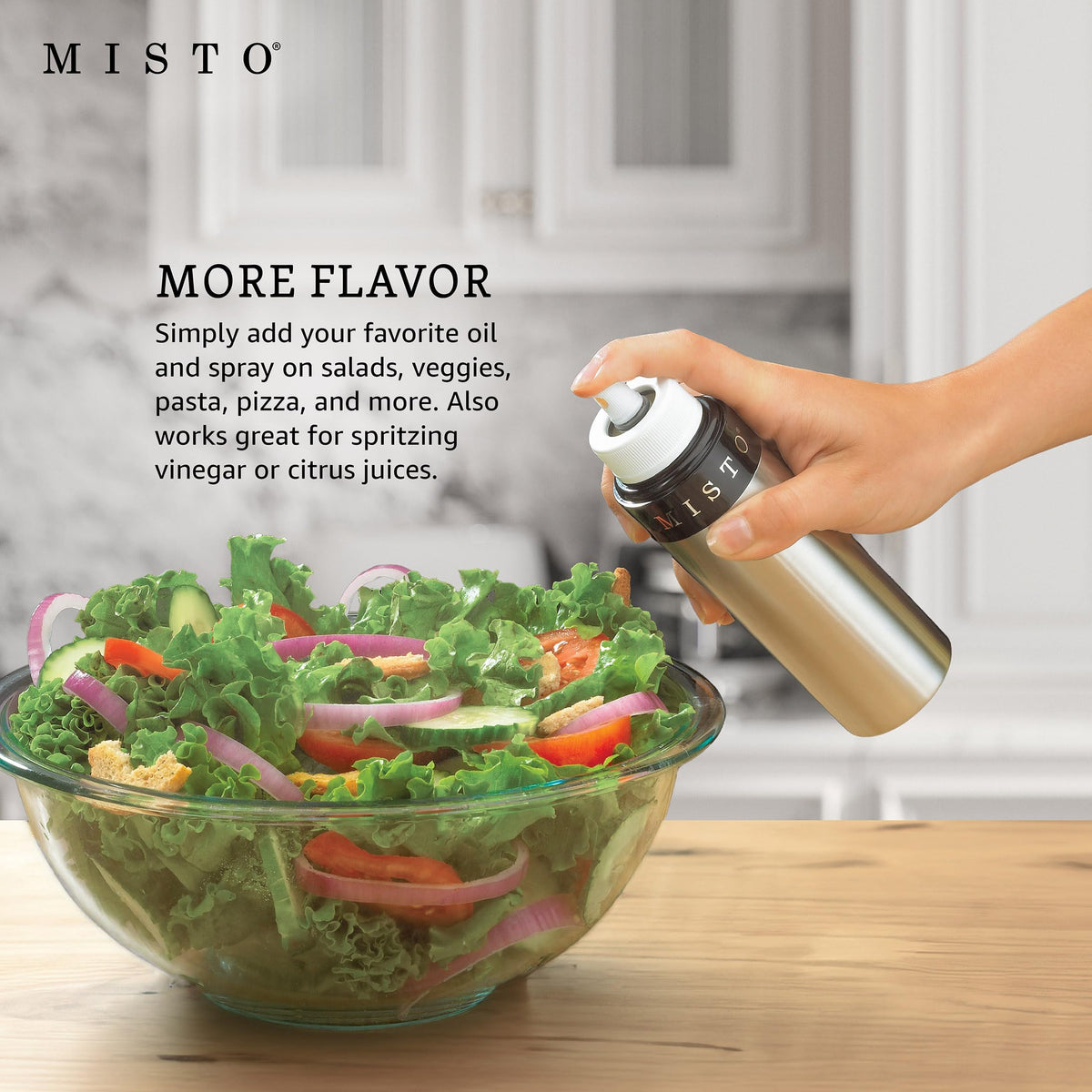Misto oil sprayer filter infuser allows herb-infused oils without clogging.