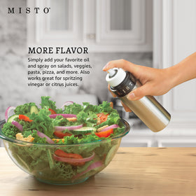 Misto oil sprayer filter infuser allows herb-infused oils without clogging.