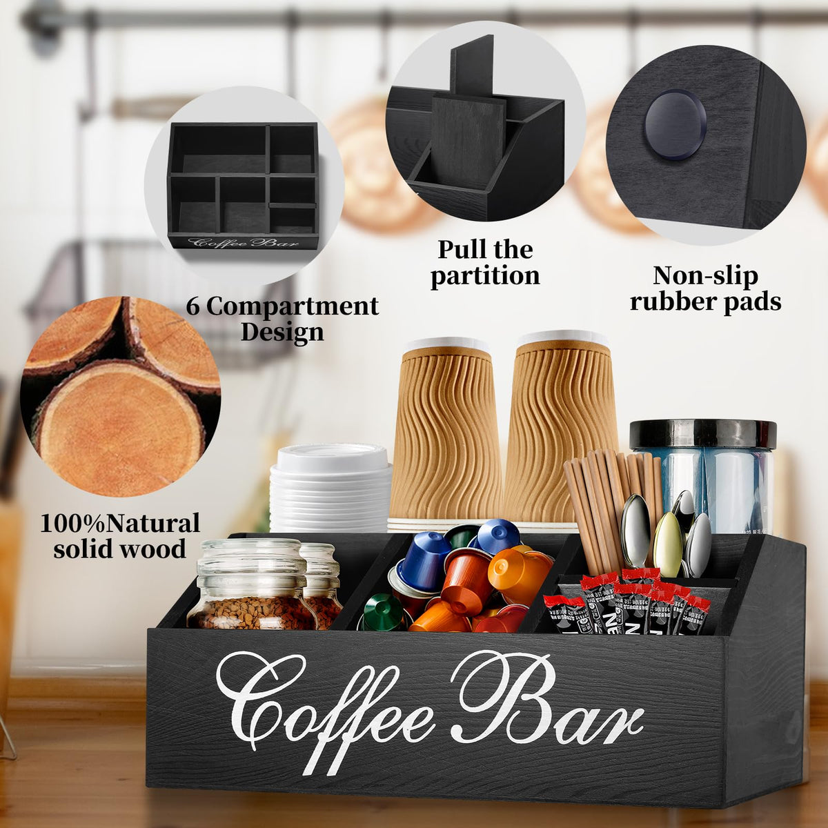 Mistod coffee condiment organizer keeps tea bags and sugar within reach