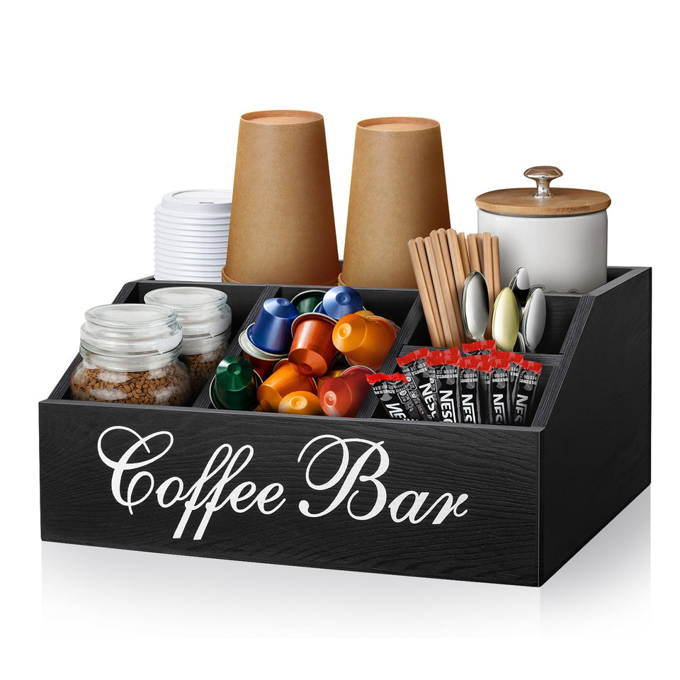 Mistod coffee station organizer with six compartments keeps pods neatly stored and accessible