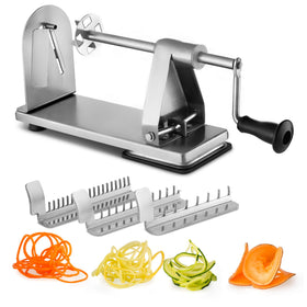MITBAK stainless steel spiralizer switching blades quickly for varied cuts.