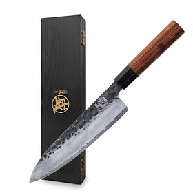 MITSUMOTO SAKARI 8 inch Gyuto blade with water ripple pattern for precise slicing