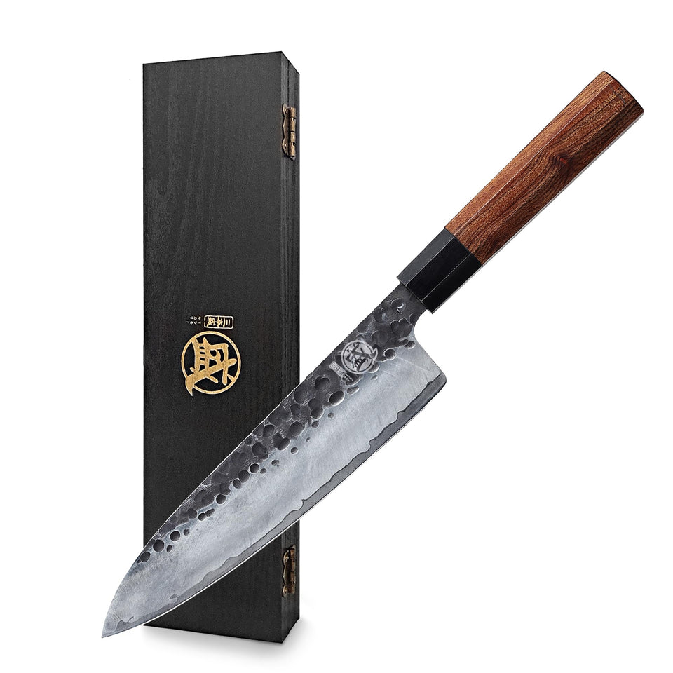 MITSUMOTO SAKARI 8 inch Gyuto blade with water ripple pattern for precise slicing