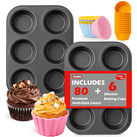 Mity Rain 2-pack jumbo muffin pan top view for even baking and large servings.