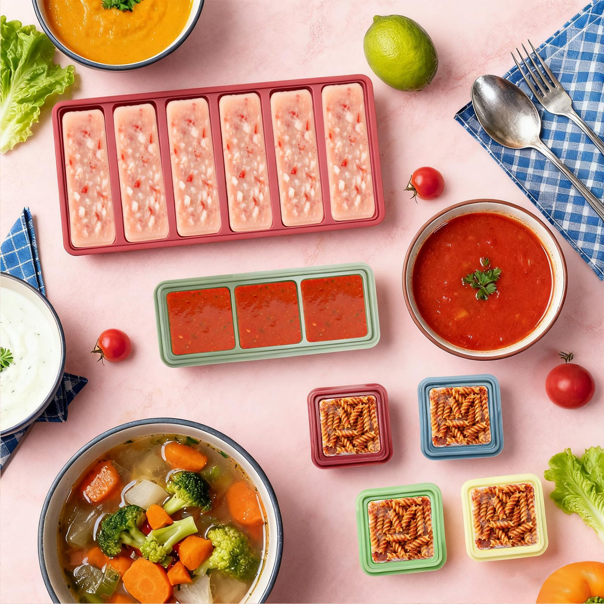 Mity Rain four single-compartment trays ideal for single servings