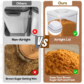 Mity rain one-button lid in use for quick sugar access.