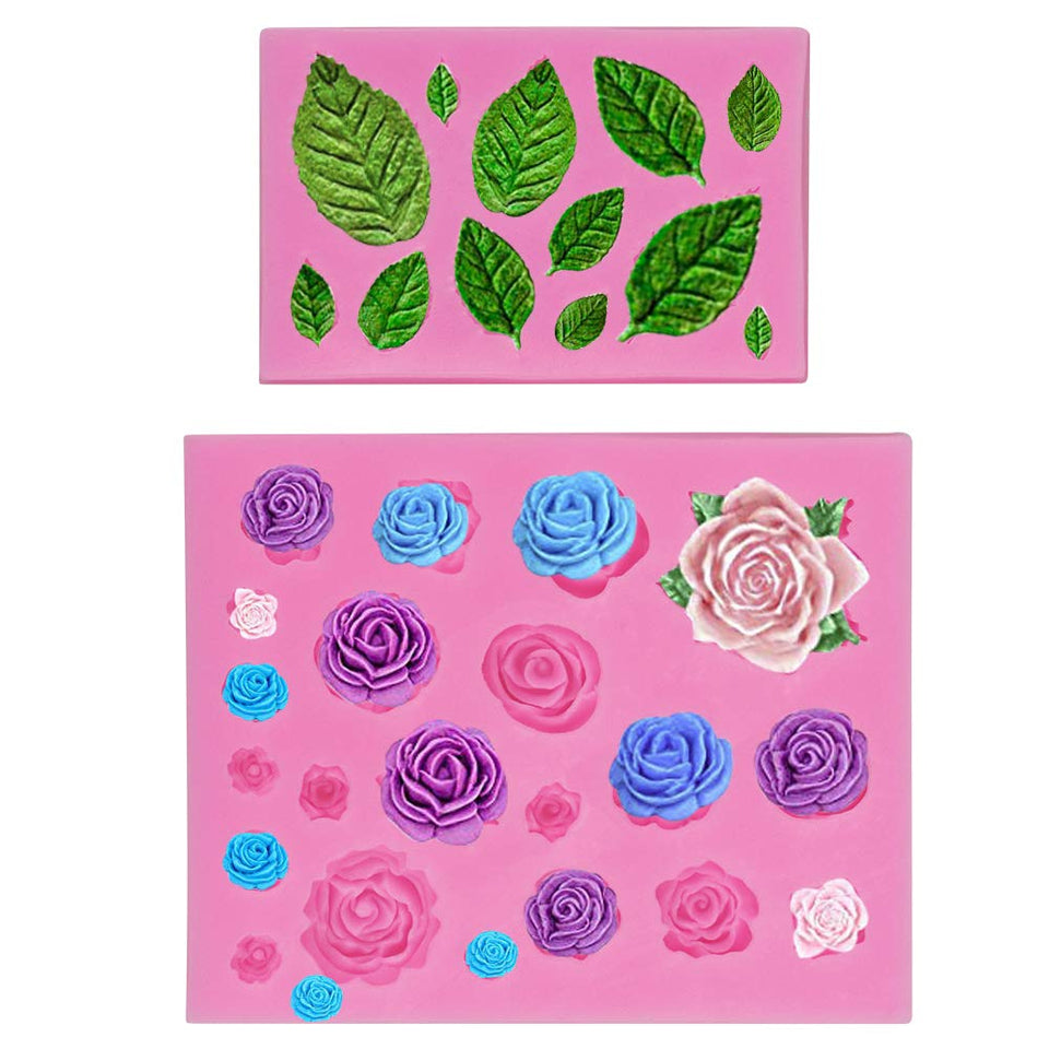 Mity rain Roses Collection rose mold with 21 cavities for detailed fondant decorations.