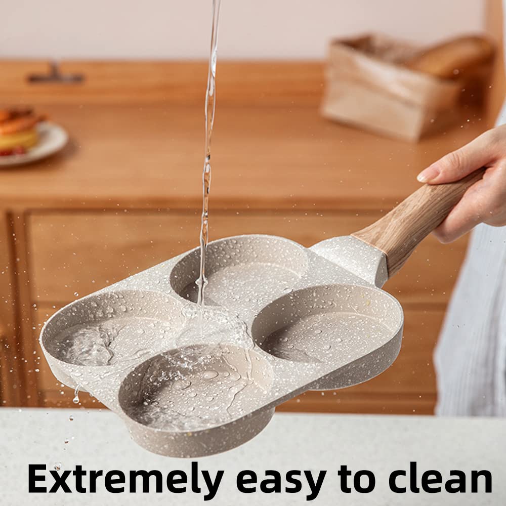 MIUGO medical stone nonstick close-up highlights easy egg releases with minimal sticking.