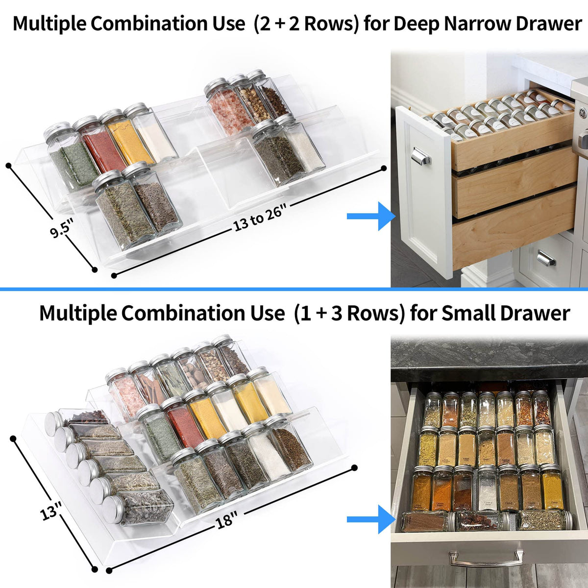 MIUKAA 2mm clear acrylic for durable, long-lasting organization.