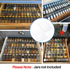 MIUKAA expandable spice rack fits 13 to 26 inch drawers for versatile storage.